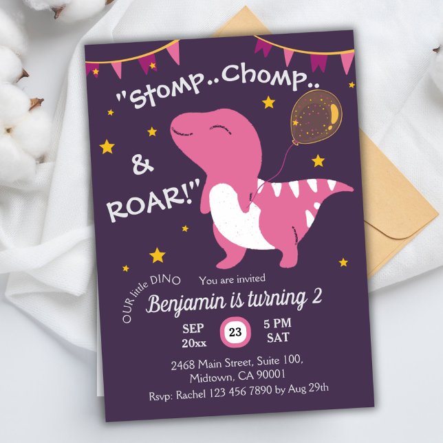 Dinosaur kallade Stomp, Chomp och Roar! Andra föde Inbjudningar (Skapare uppladdad)