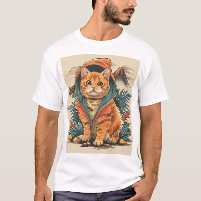 Dinosaur Katt Utforskare T Shirt (Framsida)