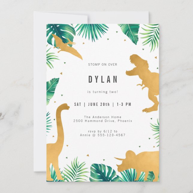 Dinosaur Kids Birthday Party Invitation Inbjudningar (Framsida)