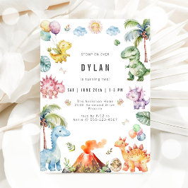 Dinosaur Kids Birthday Party Invitation Inbjudningar