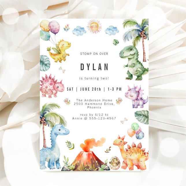 Dinosaur Kids Birthday Party Invitation Inbjudningar (Skapare uppladdad)