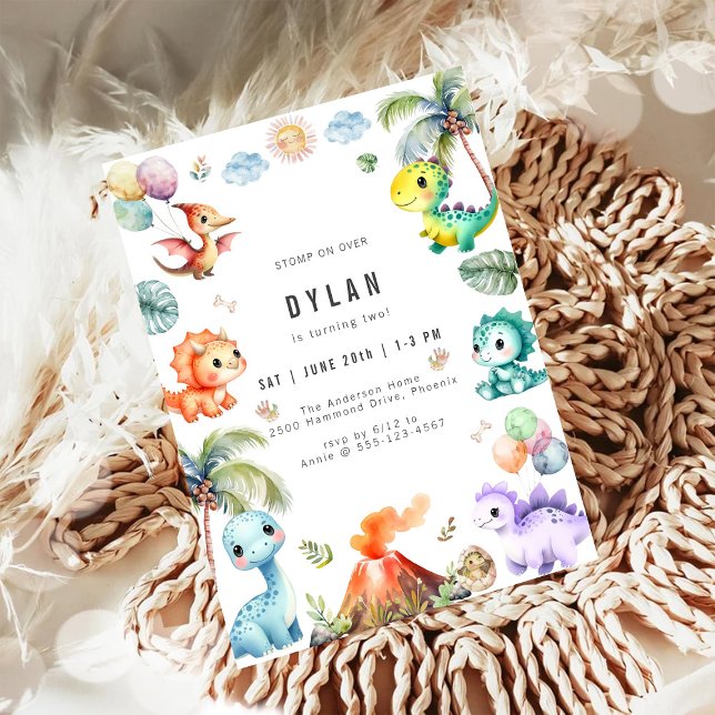 Dinosaur Kids Birthday Party Invitation Inbjudningar (Skapare uppladdad)