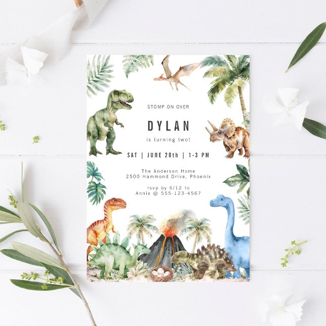 Dinosaur Kids Birthday Party Invitation Inbjudningar (Skapare uppladdad)