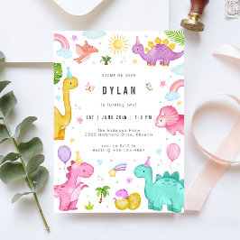 Dinosaur Kids Birthday Party Invitation Inbjudningar