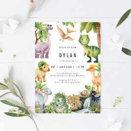 Dinosaur Kids Birthday Party Invitation Inbjudningar