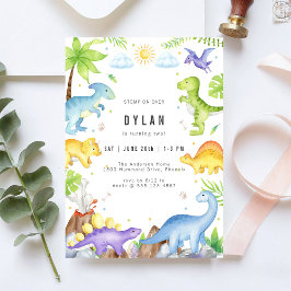 Dinosaur Kids Birthday Party Invitation Inbjudningar