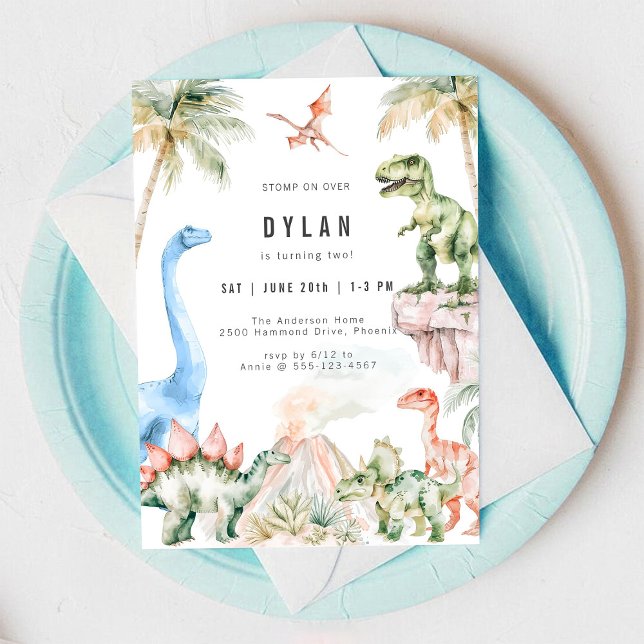 Dinosaur Kids Birthday Party Invitation Inbjudningar (Skapare uppladdad)