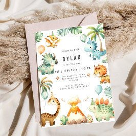 Dinosaur Kids Birthday Party Invitation Inbjudningar