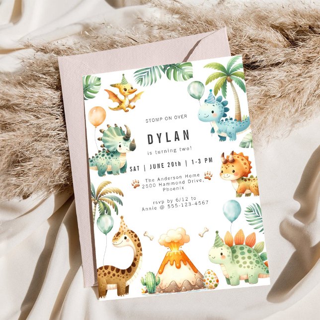 Dinosaur Kids Birthday Party Invitation Inbjudningar (Skapare uppladdad)