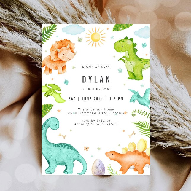 Dinosaur Kids Birthday Party Invitation Inbjudningar (Skapare uppladdad)