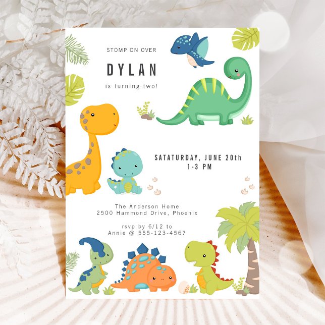 Dinosaur Kids Birthday Party Invitation Inbjudningar (Skapare uppladdad)