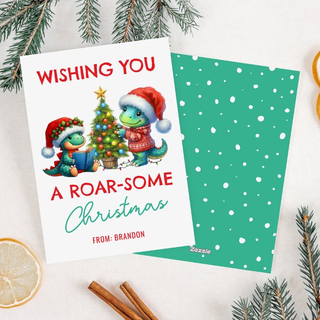 Dinosaur Kids Classroom Christmas Julkort (Skapare uppladdad)