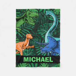 Dinosaur Kids Dino Jurassic Trex Boy Anpassade Fleecefilt