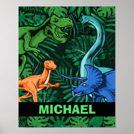 Dinosaur Kids Dino Jurassic Trex Boy Anpassade Poster