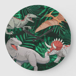 Dinosaur Kids Dino Jurassic Trex Boy Bedroom Stor Klocka