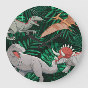 Dinosaur Kids Dino Jurassic Trex Boy Bedroom Stor Klocka