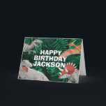 Dinosaur Kids Dino Jurassic Trex Boy Birthday Kort<br><div class="desc">Den här dinosauridesignen är underbar för födelsedagspojken i ditt liv. Ge är en dag med dinokarsten med den här dinokemiska designen med trex,  triceratops,  brontosaurus,  pterodactyl och raptor.</div>