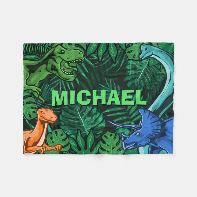 Dinosaur Kids Dino Jurassic Trex Boy Personlig Fleecefilt (Framsidan (Horisontell))