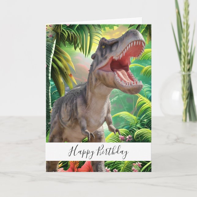 Dinosaur Kids Jurassic Trex födelsedagskort Kort (Framsida)