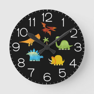 Dinosaur Kids Nursery Cute Dino Rund Klocka