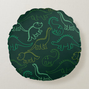 Dinosaur Kids Tecknad Boys Girl Background Mönster Rund Kudde