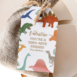 Dinosaur Kids Valentines day Presentetikett