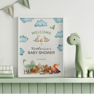 Dinosaur kläcks snart Baby Shower Välkommen Poster