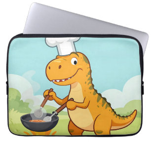 Dinosaur kockar rolig matlagning laptop fodral