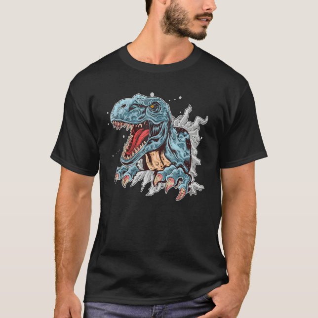 Dinosaur Kommande Rex 3D Dimensionell Leksak Dinos T Shirt (Framsida)
