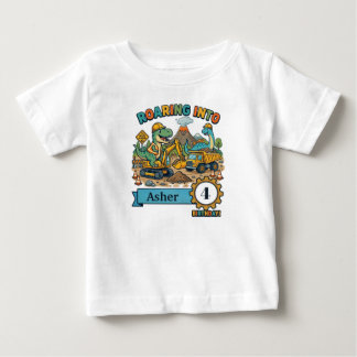 Dinosaur Konstruktion Födelsedagskläder för barn  T Shirt