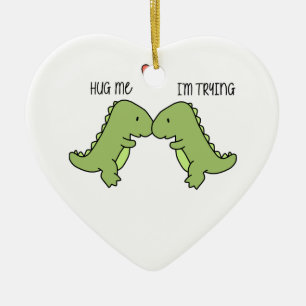 Dinosaur kramar mig julgransprydnad keramik