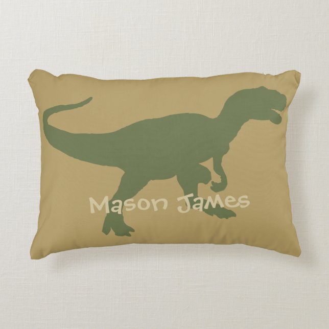 Dinosaur Kudd T-Rex Siluett Kamouflage Dino Prydnadskudde (Framsidan)
