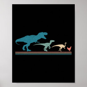 Dinosaur Kyckling Evolution Rolig Vintage Retro 70 Poster