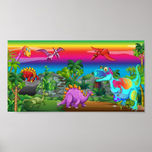 Dinosaur Land Print, Värde Poster Pappert (projekt