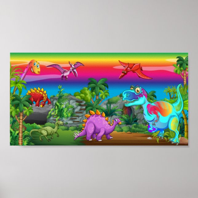 Dinosaur Land Print, Värde Poster Pappert (projekt (Framsidan)