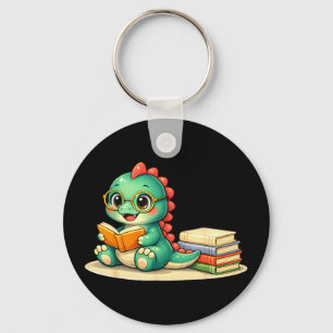 Dinosaur läser läsare bok bibliotek rolig mamma pa nyckelring