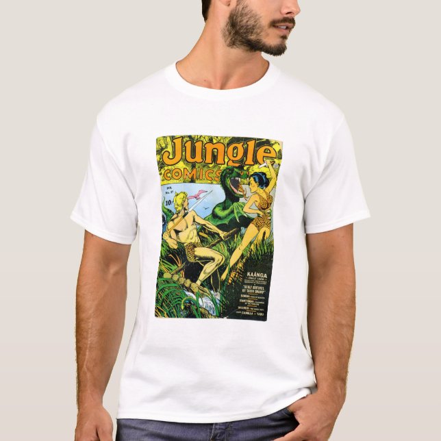 Dinosaur - Leopard Bikini - Tarzan - Jungle Boy T Shirt (Framsida)