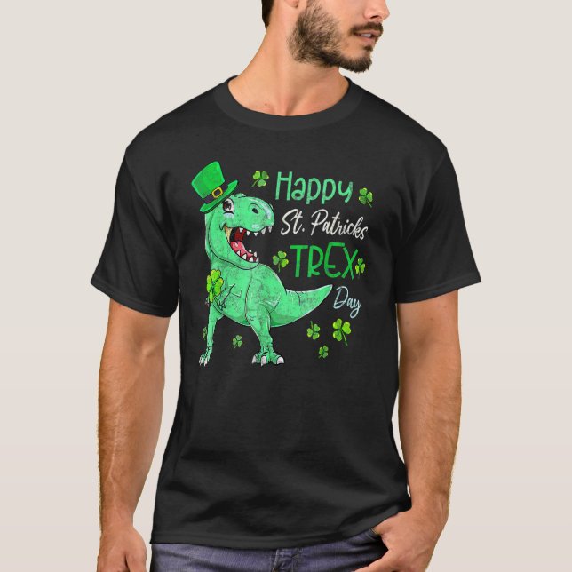 Dinosaur Leprechaun Happy St Pat T-Rex St Patrick' T Shirt (Framsida)