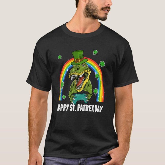 Dinosaur Leprechaun Hat Video från lycklig St Patr T Shirt (Framsida)
