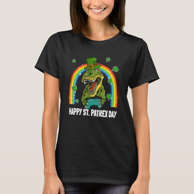 Dinosaur Leprechaun Hat Video från lycklig St Patr T Shirt (Framsida)