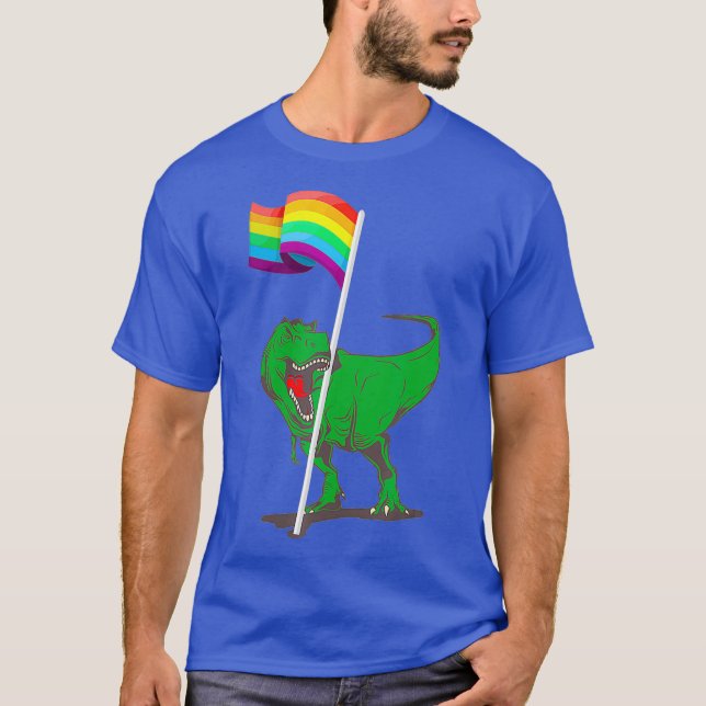 Dinosaur Lgbt Flagga Shirt Funny Gay pride Rainbow T (Framsida)