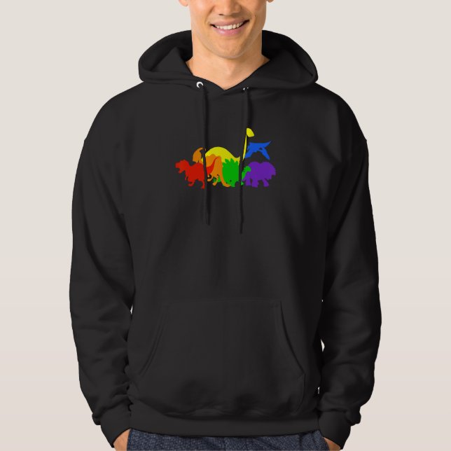 Dinosaur LGBT Rex Dino Gay Pride Lesbian Transgend Hoodie (Framsida)