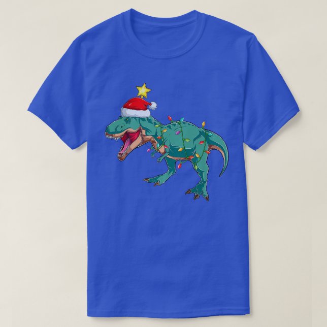Dinosaur Lighting Julafton Träd Matching Dinosaur  T Shirt (Design framsida)