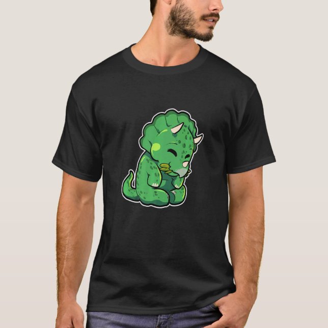 Dinosaur Lover Cute Triceratops Premium T Shirt (Framsida)