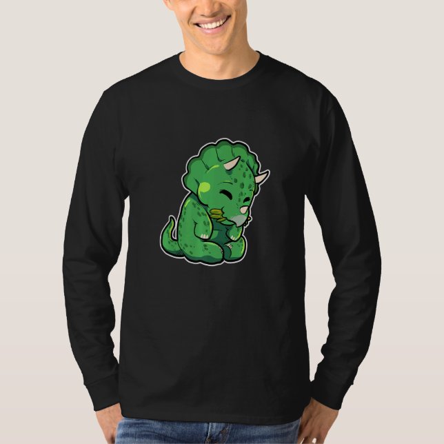 Dinosaur Lover Cute Triceratops Premium T Shirt (Framsida)