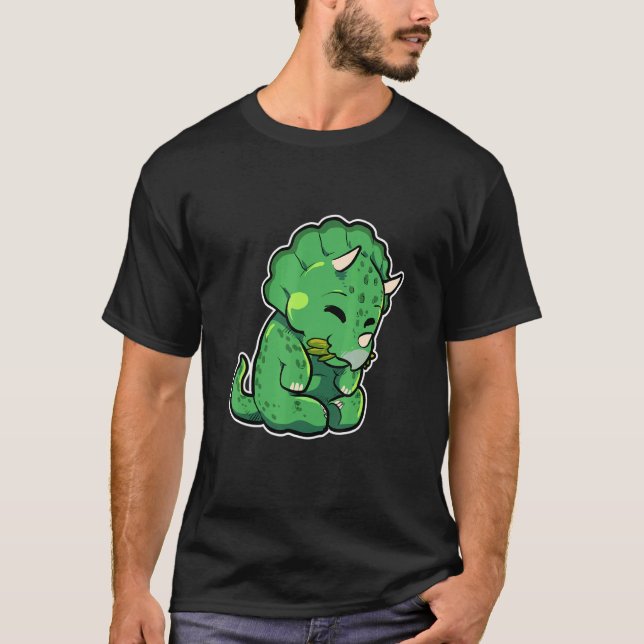 Dinosaur Lover Cute Triceratops T Shirt (Framsida)