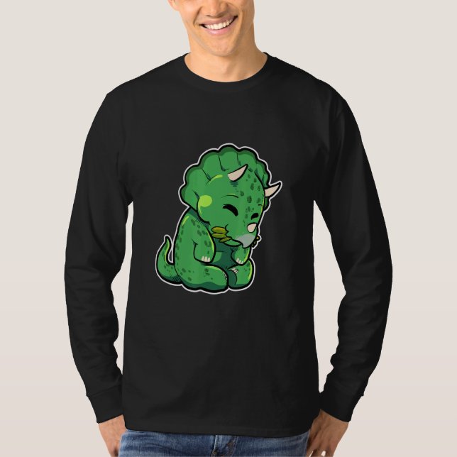 Dinosaur Lover Cute Triceratops T Shirt (Framsida)