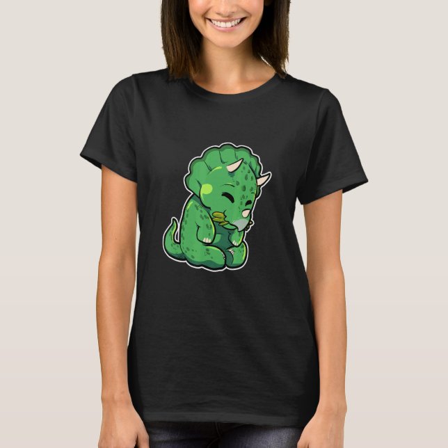 Dinosaur Lover Cute Triceratops T Shirt (Framsida)