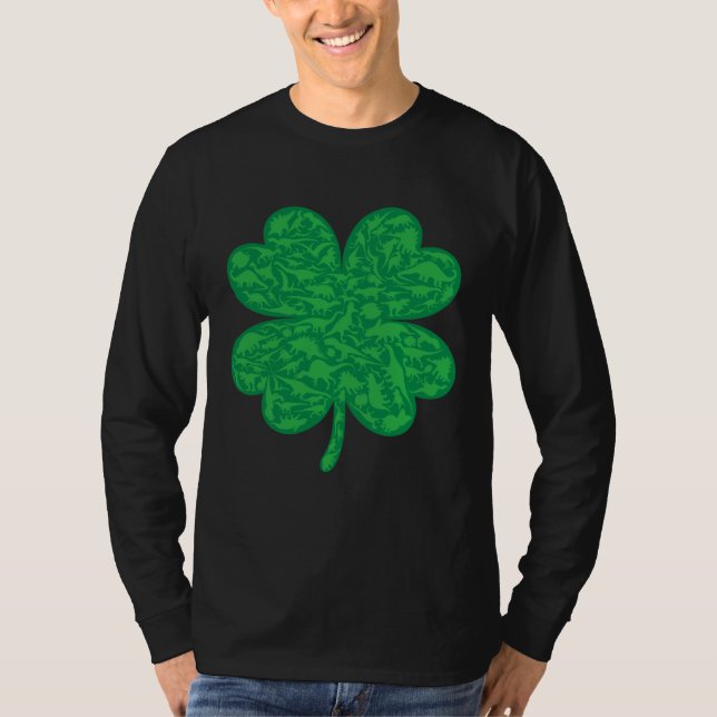 Dinosaur Lover Four Leaf Clover Dino St Patricks D T Shirt (Framsida)