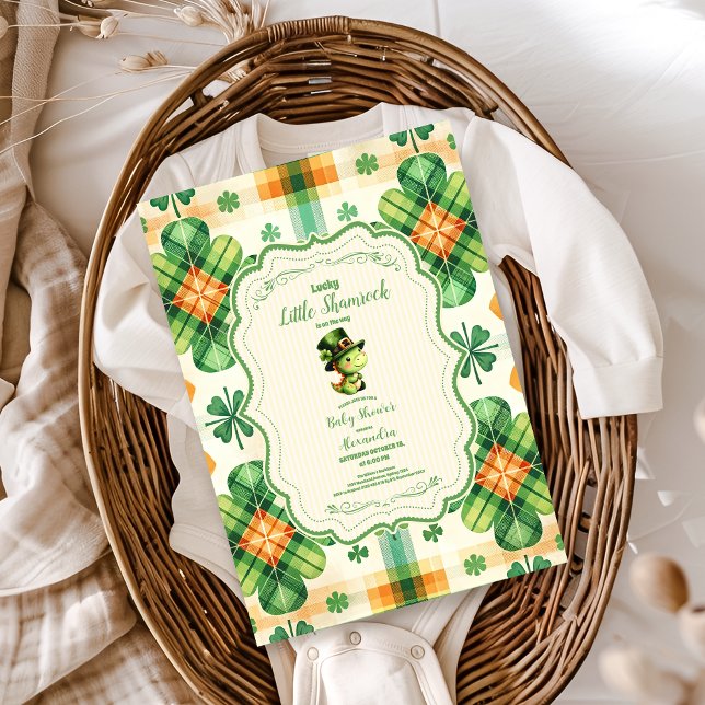 Dinosaur Lucky Little Shamrock Baby Shower Inbjudningar (Skapare uppladdad)